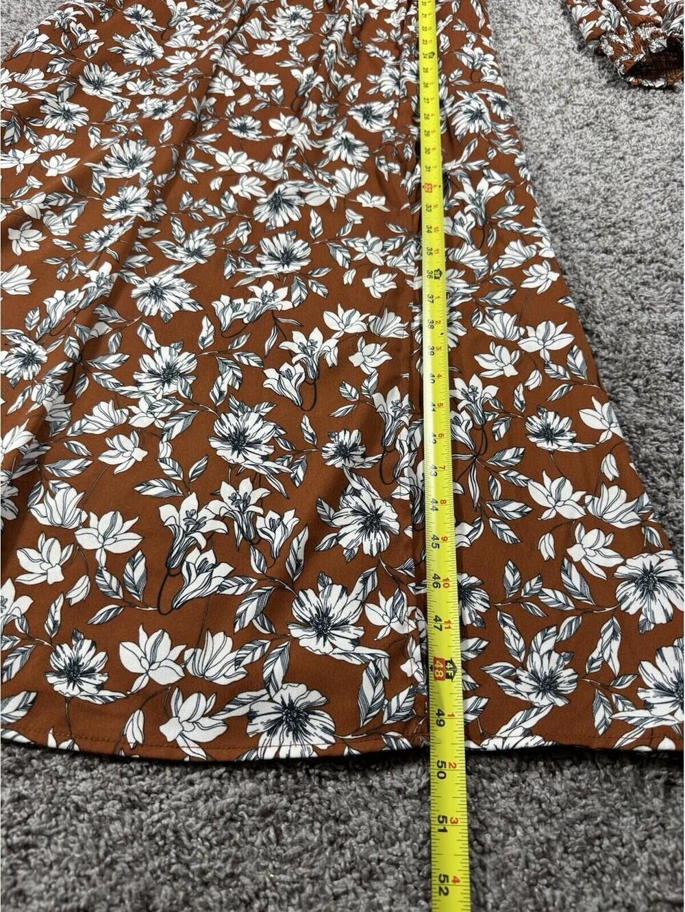 La Ligne Cottagecore Floral Maxi Dress Size M Rust Long Sleeve Boho - Picture 5 of 9